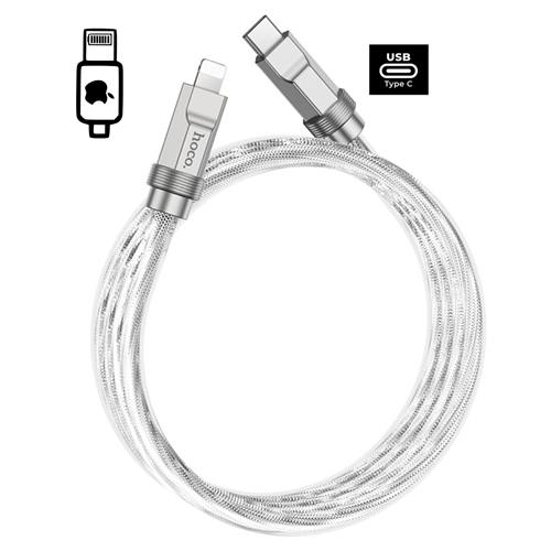 Cable USB-C a Lightning 1 metro 20W Hoco U113 Metálico Reforzado Plata