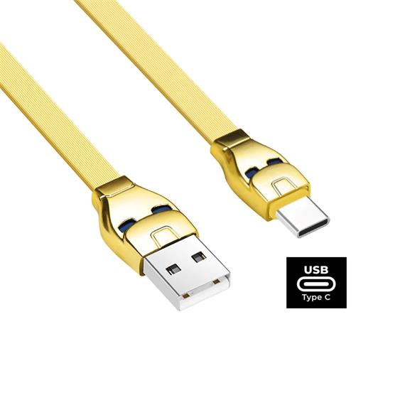 Cable USB a USB-C 1.2 metros Hoco U14 Steel Man Oro