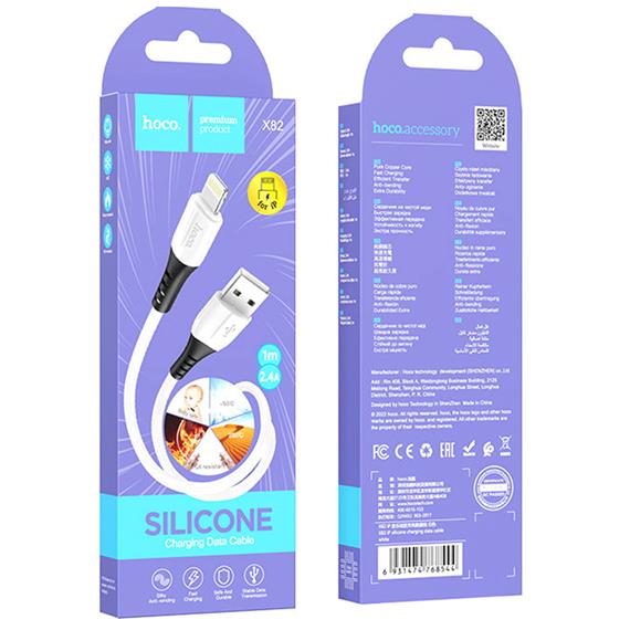 Cable USB a Lightning 1 metro 3Amp Hoco X82 Silicona Blanco