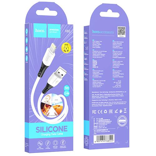 Cable USB a Lightning 1 metro 3Amp Hoco X82 Silicona Blanco
