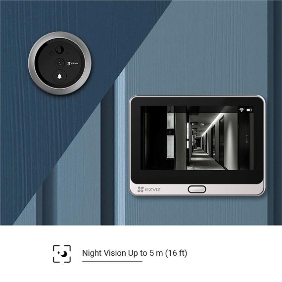 Ezviz DP2C Mirilla Inteligente Pantalla 4,3" Wifi y Detector de Presencia  Plateada