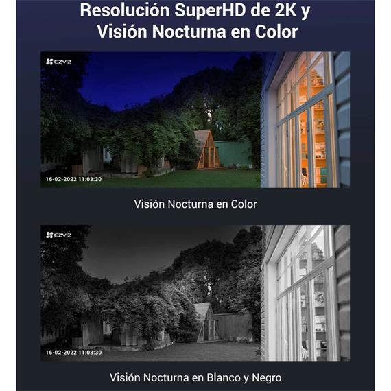 Ezviz HB8 Cámara Seguridad Exterior Wifi 360º 2k+ con Batería para 210 Días