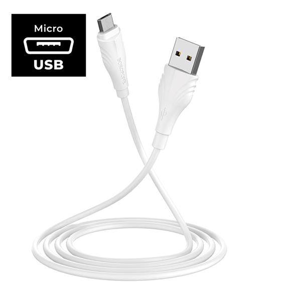 Cable USB A, a Micro USB de 3 METROS Borofone BX18 Blanco