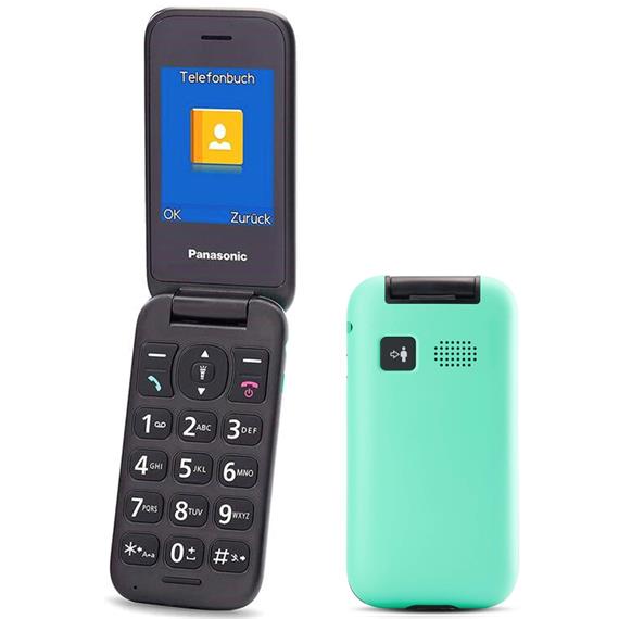 Panasonic KX-TU400 Móvil para mayores con Botón SOS Turquesa