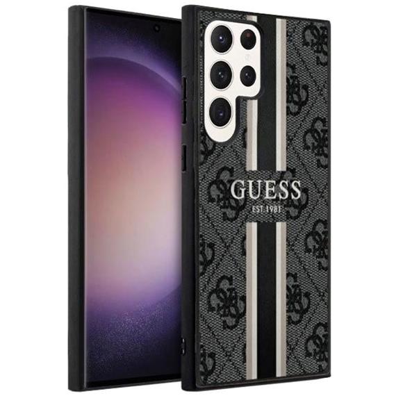 Guess GUHCS23LP4RPSK S23 Ultra S918 Black Hardcase 4G Printed Stripe