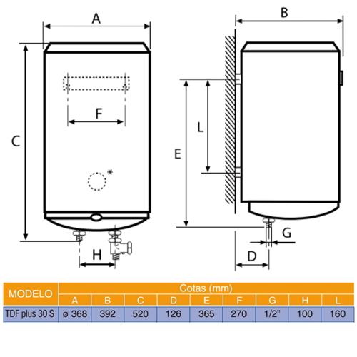 Cointra TDF PLUS-30S 30L Slim Termo (36,8cm) Display EF.A