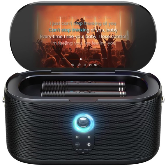 Ikarao Shell S1 Altavoz Karaoke Recargable con Pantalla 10.1" 280W y 2 Micros
