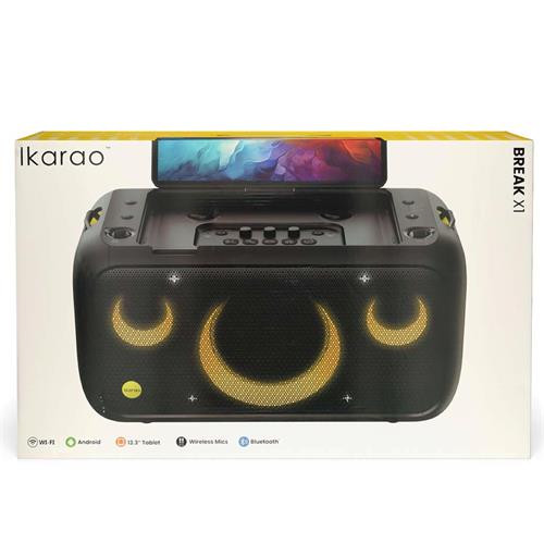 Ikarao Break X1 Altavoz Karaoke Recargable con Pantalla 13.3" 800W y 2 Micros