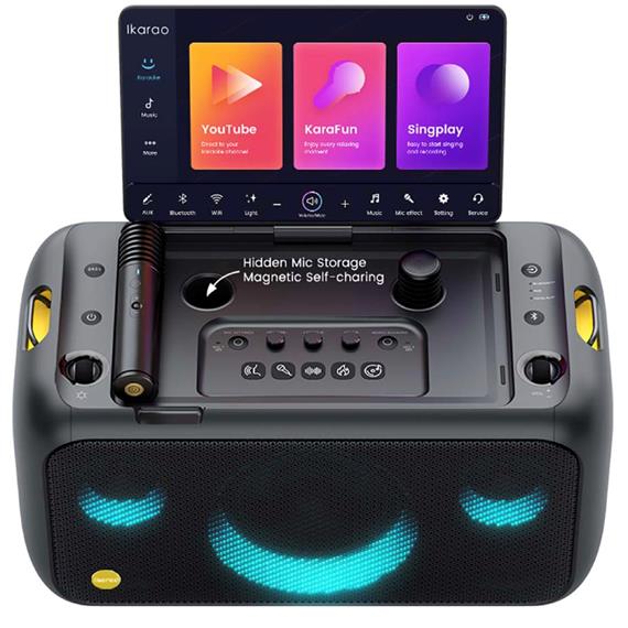 Ikarao Break X1 Altavoz Karaoke Recargable con Pantalla 13.3" 800W y 2 Micros