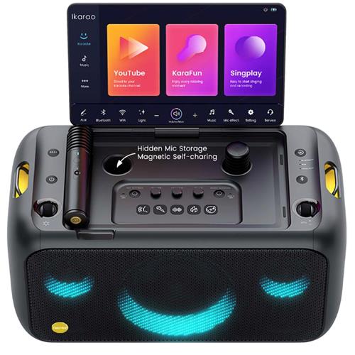 Ikarao Break X1 Altavoz Karaoke Recargable con Pantalla 13.3" 800W y 2 Micros