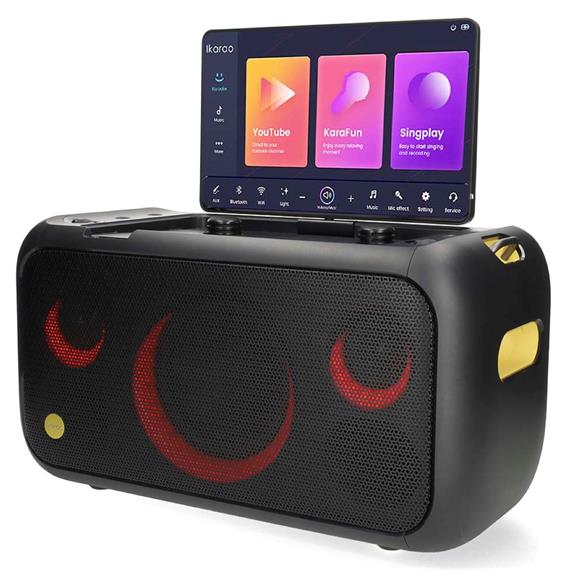 Ikarao Break X1 Altavoz Karaoke Recargable con Pantalla 13.3" 800W y 2 Micros