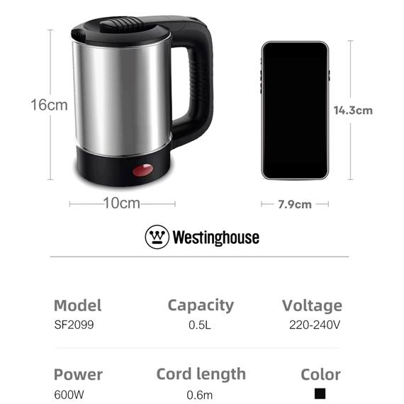 Westinghouse WKWK001 Hervidor de Viaje 0.5L con 2 Tazas