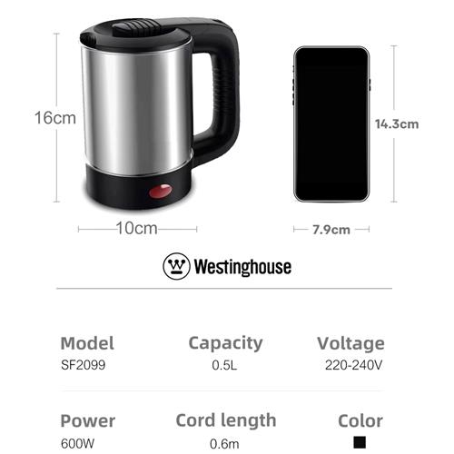 Westinghouse WKWK001 Hervidor de Viaje 0.5L con 2 Tazas