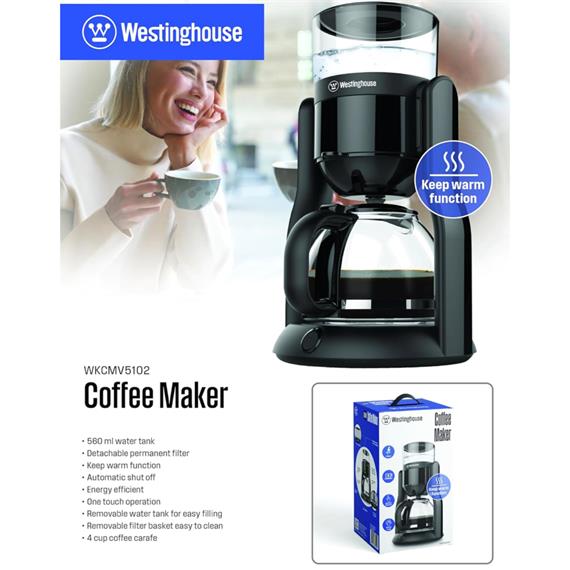 Westinghouse WKCMV5102 Cafetera de Goteo para 4 Tazas