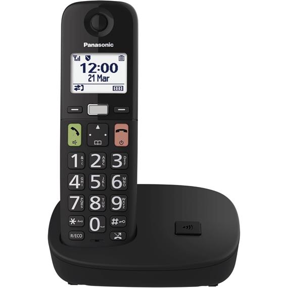 Panasonic KX-TGU110EXB Teléfono Inalámbrico con Teclas Grandes Negro