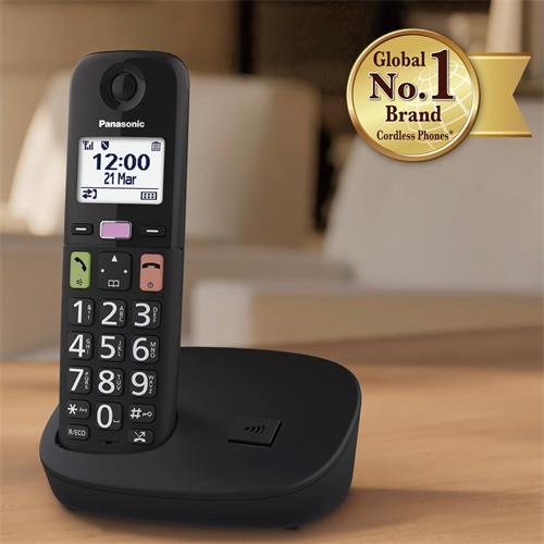 Panasonic KX-TGU110EXB Teléfono Inalámbrico con Teclas Grandes Negro