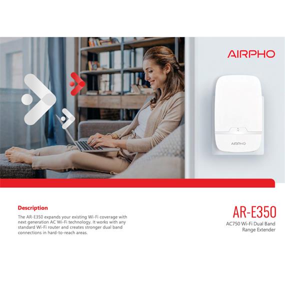 AIRPHO AR-E350 REPETIDOR WIFI AC750 5GHZ WPS