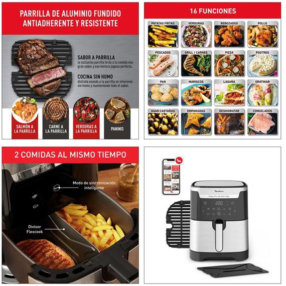 Moulinex EZ801D10 Freidora de Aire y Grill XXL 6.5L Inox