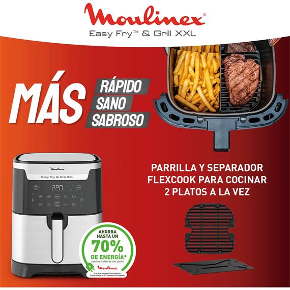 Moulinex EZ801D10 Freidora de Aire y Grill XXL 6.5L Inox