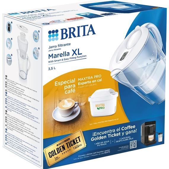 Brita Marella XL Jarra Filtrante 3.5L + 1 Filtro MXPro Experto en Cal