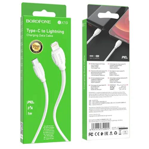 Cable USB-C a Lightning 1 metro 20W / 3 Amp Borofone BX19 Blanco
