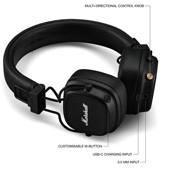 Marshall Major V Auricular Bluetooth Negro