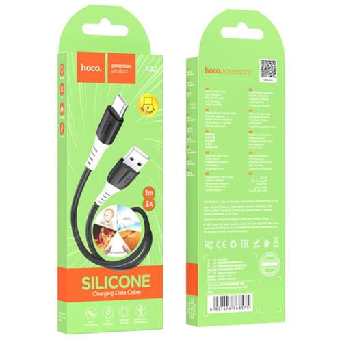 Cable USB a USB-C 1 m 3Amp Hoco X82 Silicona Black