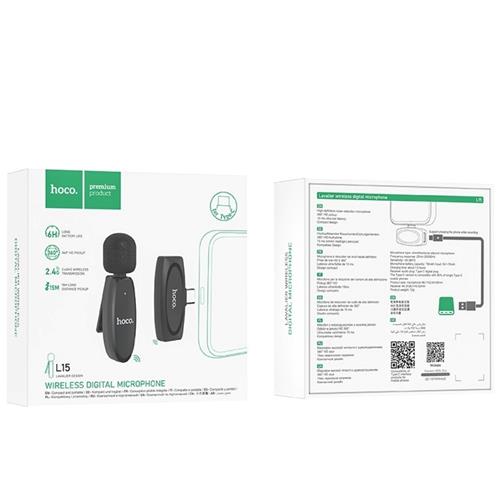 Hoco L15 Micrófono Inalámbrico Crystal Lavalier (USB-C) Black