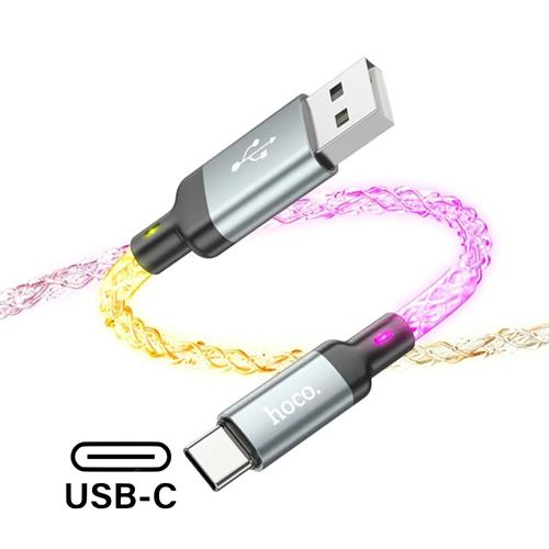 Cable USB-A a USB-C 1 metro 20W Hoco U112 Colores Luminoso