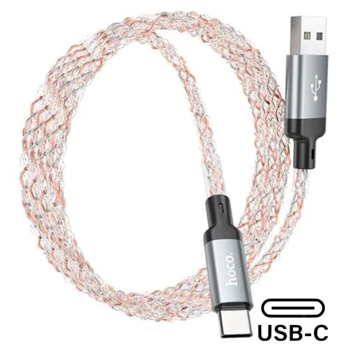 Cable USB-A a USB-C 1 metro 20W Hoco U112 Colores Luminoso
