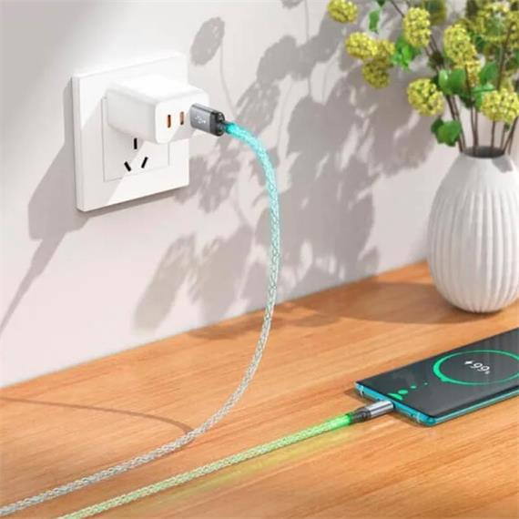 Cable USB-A a USB-C 1 metro 20W Hoco U112 Colores Luminoso
