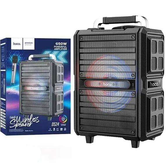 Hoco DS24 Altavoz Bluetooth Trolley con Luces LED y 2 Micros Inalámbricos