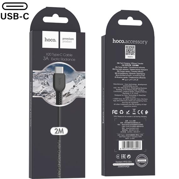 Cable USB a USB-C Hoco X20 2 Metros Negro