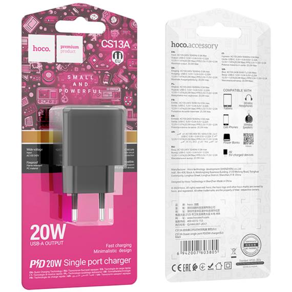 Cargador USB-C 20W Hoco CS13A Negro