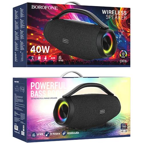 Borofone DR16 Boombox Altavoz Bluetooth Portátil con luces LED