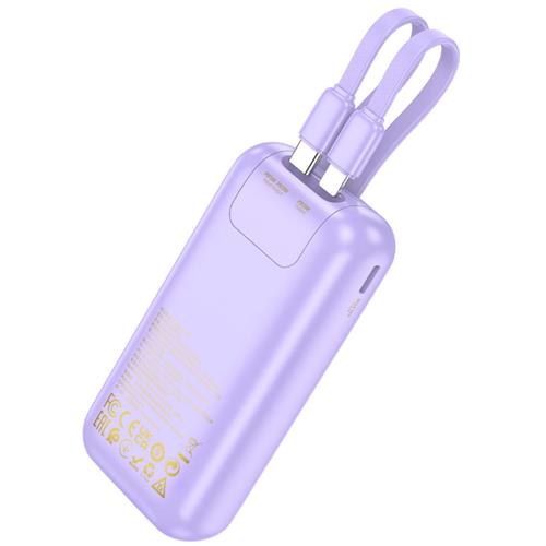 Hoco Q25 Powerbank 10.000mAh PD20W+QC3.0 con Cables de Carga Púrpura