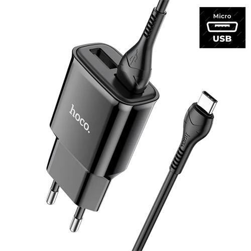 Hoco C88A Cargador Star Round Dual Port + Cable Micro USB Black