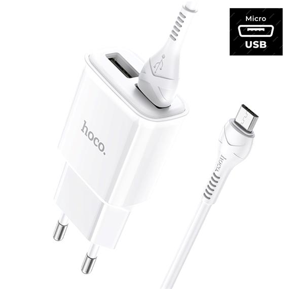 Hoco C88A Cargador Star Round Dual Port + Cable Micro White