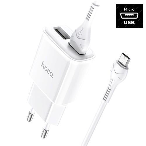Hoco C88A Cargador Star Round Dual Port + Cable Micro White