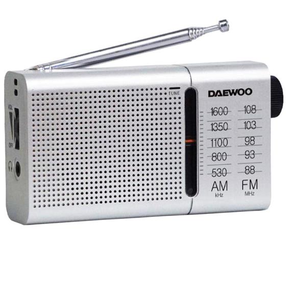 Daewoo DW1037 Radio AM/FM con Altavoz y Antena Plata