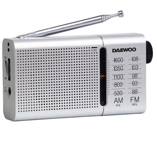 Daewoo DW1037 Radio AM/FM con Altavoz y Antena Plata