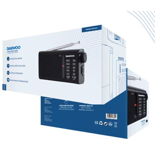 Daewoo DW1119 Radio AM/FM con Altavoz y Antena Negro
