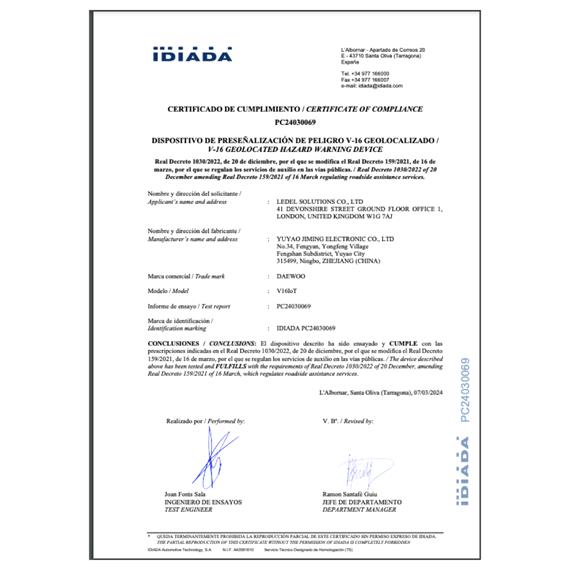 Baliza V16 Daewoo DW5001 Conectada Homologada por la DGT 2026