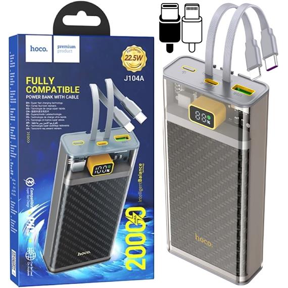 Hoco J104A Powerbank 20.000 mAH 22.5W con Cables USB-C y Lightning