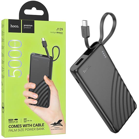 Hoco J129 Powerbank 5.000 mAh con Cable USB-C incluido Negro