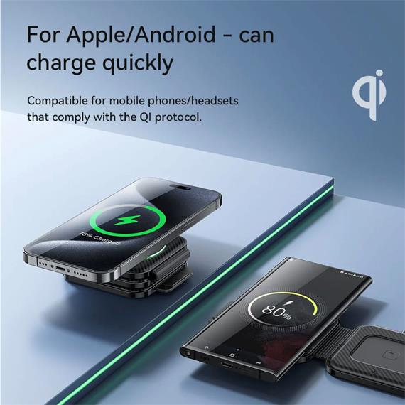 Hoco CQ4 Cargador Inalámbrico 15W Plegable 3-1 para Apple