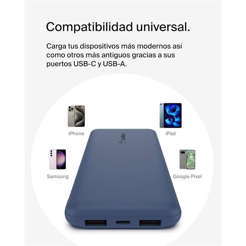 Belkin PowerBank 10.000 mAh 15W 2 x USB-A y 1x USB-C Azul (BPB011BTBL)