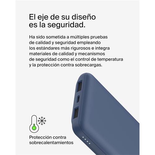 Belkin PowerBank 10.000 mAh 15W 2 x USB-A y 1x USB-C Azul (BPB011BTBL)