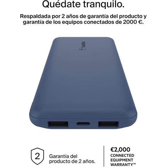 Belkin PowerBank 10.000 mAh 15W 2 x USB-A y 1x USB-C Azul (BPB011BTBL)