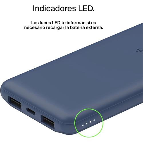 Belkin PowerBank 10.000 mAh 15W 2 x USB-A y 1x USB-C Azul (BPB011BTBL)